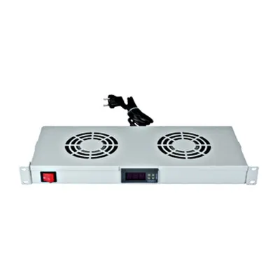 Placă 19” cu 2 ventilatoare, 1U, termostat digital, RAL7035