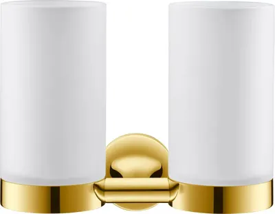 Pahar baie Duravit Starck T 0099483400, montare pe perete, dublu, sticla/metal, Auriu lucios