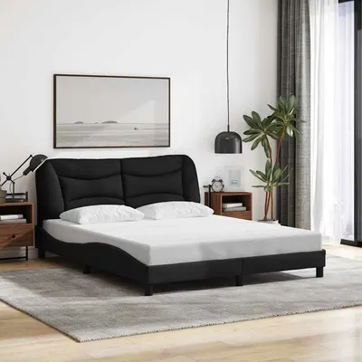 vidaXL Cadru de pat fără saltea, Hvar, negru, 160x200 cm, textil