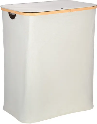 Coș de rufe Estia - Bamboo Essentials, 2 compartimente, 144 l, gri