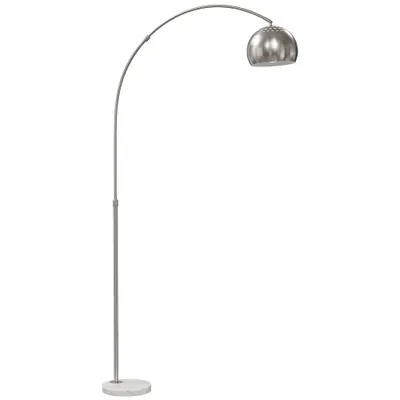 HOMCOM Stehlampe, Bogen-Design mit Marmorsockel, 167 cm, Silber | Aosom Romania