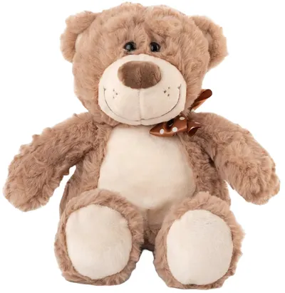 Jucărie de pluș Amek Toys - Ursuleț cu panglică, maro, 25 cm