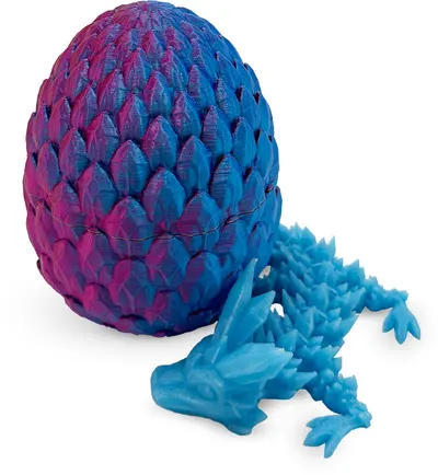 Print 3D de la 3D Morph Lab - Ou cu pui de dragon , scale, albastru-roșu