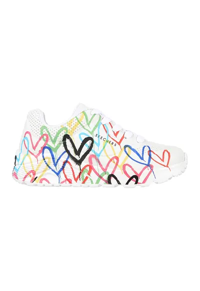 Pantofi sport cu imprimeu cu inimi Uno Lite - Spread - Alb/Galben/Albastru