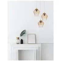 Lampa suspendata MAGIO Cognac Shadow Sticla Alama aurie Metal LED E27 3x12 Wat 230 Volt IP20 Fara bec