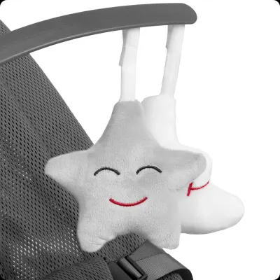 Balansoar ergonomic pentru copii Kidnort Moln Grey, cu centura de siguranta, bara cu jucarii detasabila, spatar ajustabil, pliabil si usor de transportat