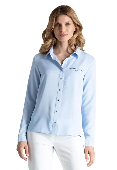 Camasa de dama M581 - eleganta - albastra - din viscoza - cu maneci lungi
