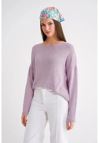 Pulover dama - oversize - lila - tricot
