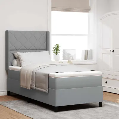 vidaXL Pat cu arcuri cu pernă Manual Gri deschis 200 x 100 cm țesătură