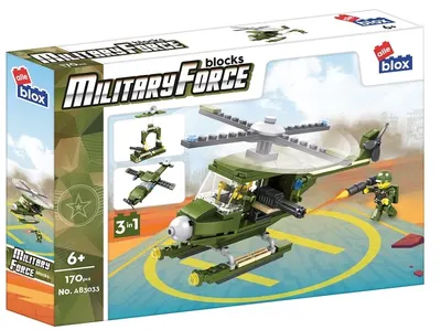 Constructor 3 în 1 Alleblox Military Force - Elicopter, 170 piese