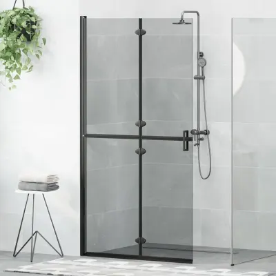 vidaXL Perete de duș Walk-In Negru 100 x 6,5 x 190 cm
