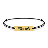 Sole - Bratara personalizata din snur cu tablita din argint 925 placat cu aur galben 24K