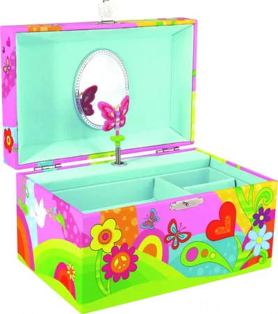 Cutie muzicală cu fluture pentru bijuterii, 18 x 11 x 10 cm
