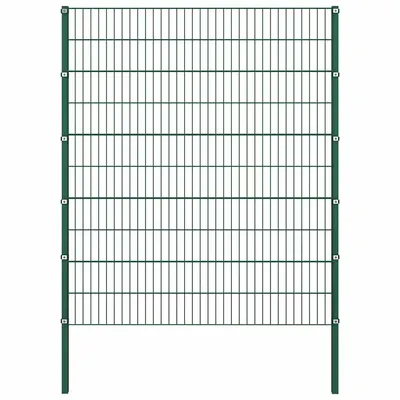 vidaXL Panou de gard cu stâlpi din fier, verde, 176,5x200 cm