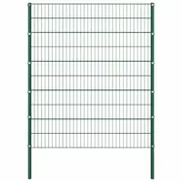 vidaXL Panou de gard cu stâlpi din fier, verde, 176,5x200 cm