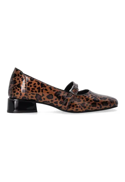 Pantofi Mary Jane din piele lacuita - Maro