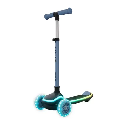 Trotineta pentru copii Kinderkraft Raket Up Blue pliabila, reglabila, cu lumini Led si scaunel
