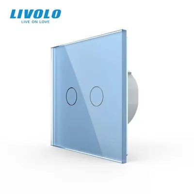 Intrerupator dublu wireless RF Albastru