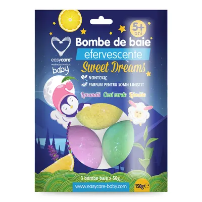 Bombe de baie copii Sweet Dreams, 3 bucati, Easycare Baby