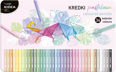 Creioane pastel Kidea - 36 culori, in cutie metalica