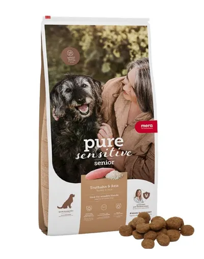 Hrană uscată câini seniori sensibili MERA Pure Sensitive 12,5 kg curcan și orez