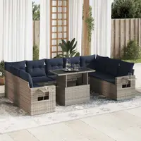 Gossi set mobilier de gradina cu perne, 10 piese, gri, poliratan