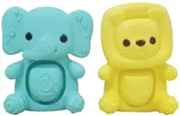 Set de jucării dentiție din silicon pentru bebeluși Infantino – Elefant și leu, 2 bucăți