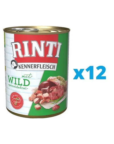 RINTI Kennerfleisch Game hrana caini, cu vanat 12 x 400 g