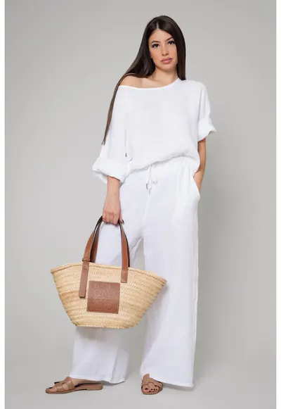 Set Kalie II Bluza si Pantalon lung 100% in White 11993 - Alb optic