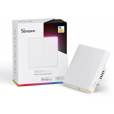 Intrerupator Smart Sonoff T5-2C-86 WiF cu Full Touch (2 canale), Lumina LED 10A/2400W T5-2C-86 / 6920075740233