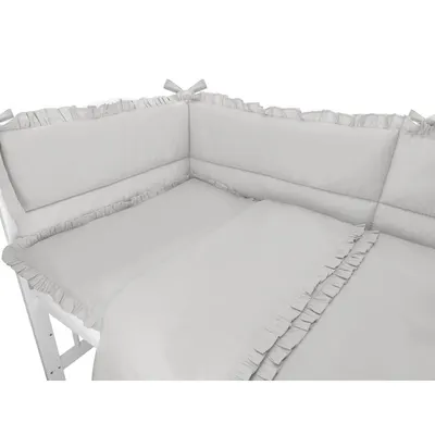 Lenjerie pentru patut cu 3 piese MimiNu Colectia Royal Grey cu volanase 120x60 cm