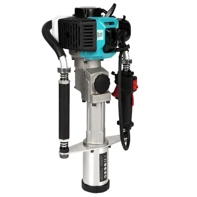 Masina batut stalpi, Detoolz, capacitate cilindrica 44CC, putere 1.34CP, motor benzina 2 timpi, energie maxima de impact 45J, frecventa maxima impact 2000 BPM