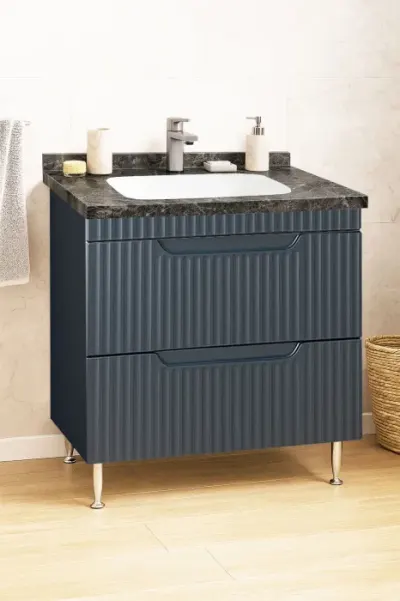 Set Baza front MDF si Lavoar seria 833, cu sertare, montat, 80 cm, antracit