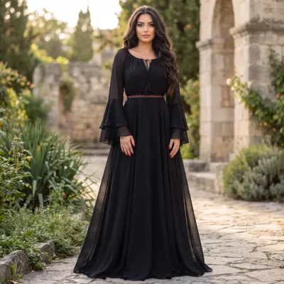 Rochie lunga cu motive traditionale Aglaia 11