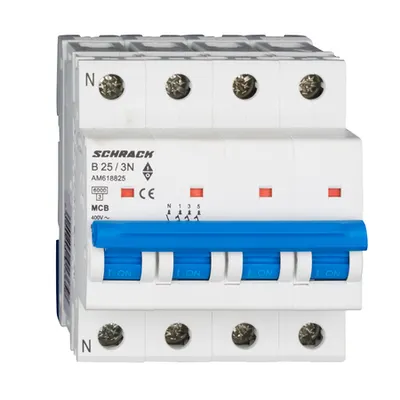 Intreruptor automat modular (MCB) AMPARO 6kA, B 25A, 3P+N