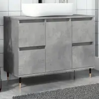 Gossi dulap pentru baie, gri beton, 80x33x60 cm, lemn compozit
