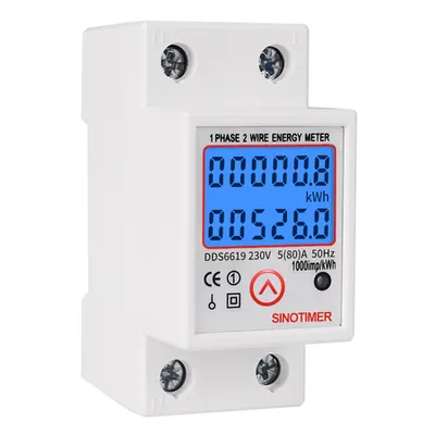 Contor monofazat de energie electrica 230V AC 50Hz 5(80)A ecran digital LED iluminat DDS6619-526L-2