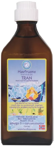 Ulei de pește Omega-3 cu curcumină, 250 ml, Havfruene Mermaids