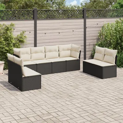 Gossi set mobilier de gradina cu perne, 8 piese, negru, poliratan