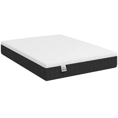 HOMCOM Saltea 140 x 190 cm, grosime 25 cm, spumă cu memorie, arcuri individuale 7 zone, fermitate medie | Aosom Romania