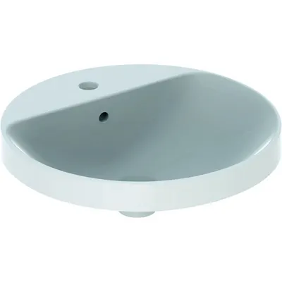 Lavoar baie incastrat alb 48 cm, rotund, cu orificiu baterie, Geberit VariForm