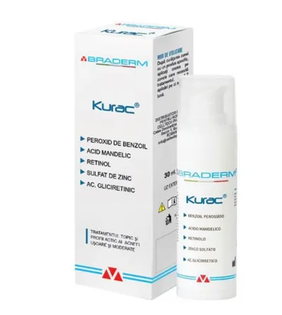 Crema pentru tratamentul acneei Kurac, Braderm | 30 ml