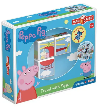 Set Geomag - Magicube, Peppa Pig, călătorie cu Peppa