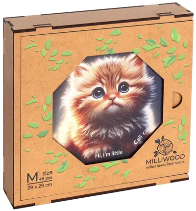 Puzzle din lemn Milliwood de la 46 piese - Cali pisoiul (Mărimea M)
