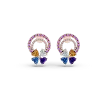 Cercei floare din aur roz cu pietre pretioase si semipretioase de 2.8ct