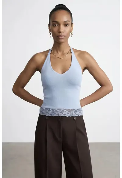 Bluza dama - bluza fara maneci - captusita - albastru bebelus - elegant
