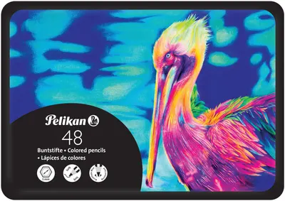 Set de creioane colorate Pelikan Premium - 48 culori, în cutie metalică