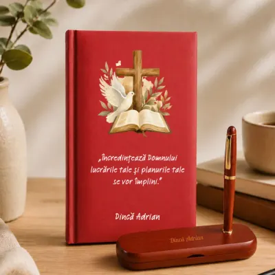 Cadou pentru Preot - Agenda + set de scris personalizate
