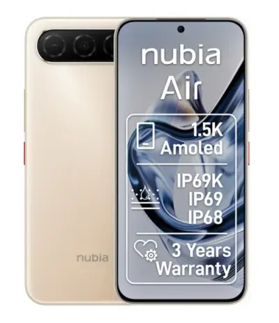 Telefon Mobil ZTE nubia Air, Procesor Unisoc T8300 Octa-Core, Ecran AMOLED 6.78inch, 8GB RAM, 256GB Flash, Camera Duala 50+2MP, Wi-Fi, 5G, Dual Sim, Android (Auriu)