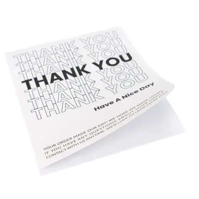 Stickere dreptunghiulare cu mesaj Thank you Have a nice day - negru (set 50 buc) - Default Title